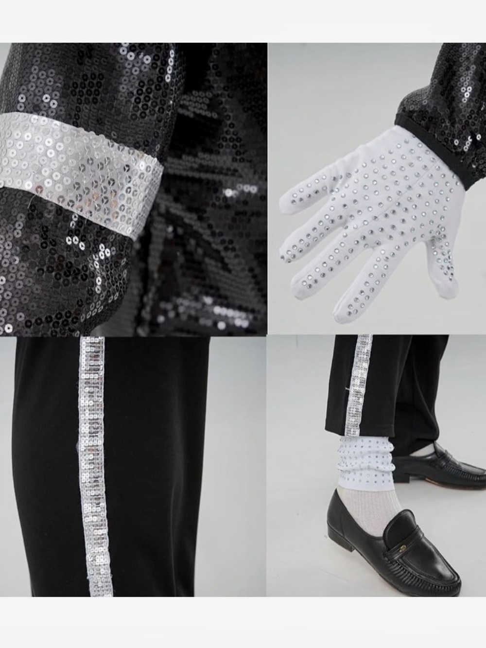 🎤 🎶 Michael Jackson 'Billie Jean' Sequins - Full Costume - Kids size 8-10 yrs 😎 - Picture 14 of 16